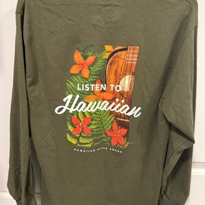 Hawaiian Style Brand Green Long Sleeve Shirt Medium Brand New